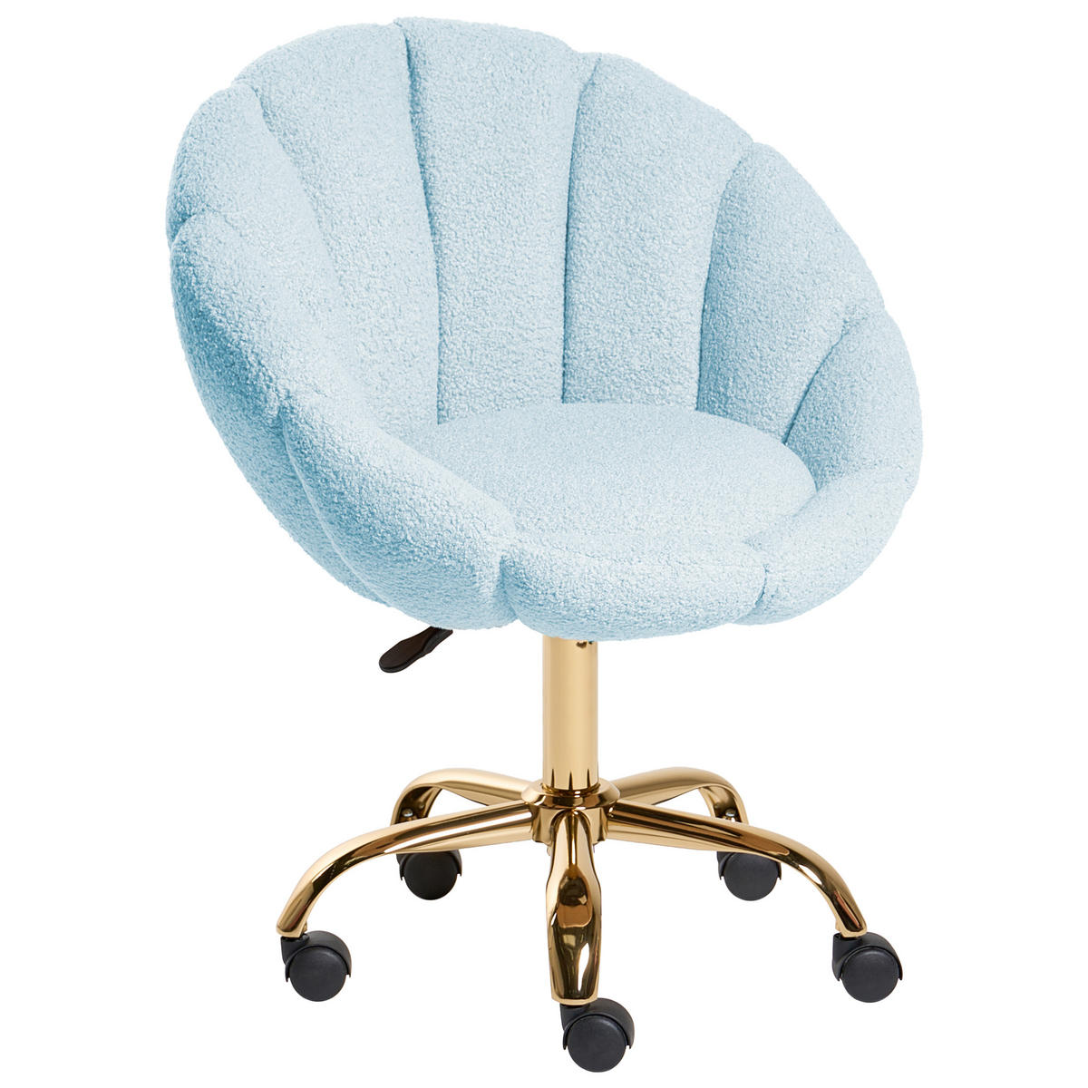 SCHREIBTISCHSTUHL Bouclé Hellblau Annabelle - Hellblau, Textil (66/81/39cm) - Beliani