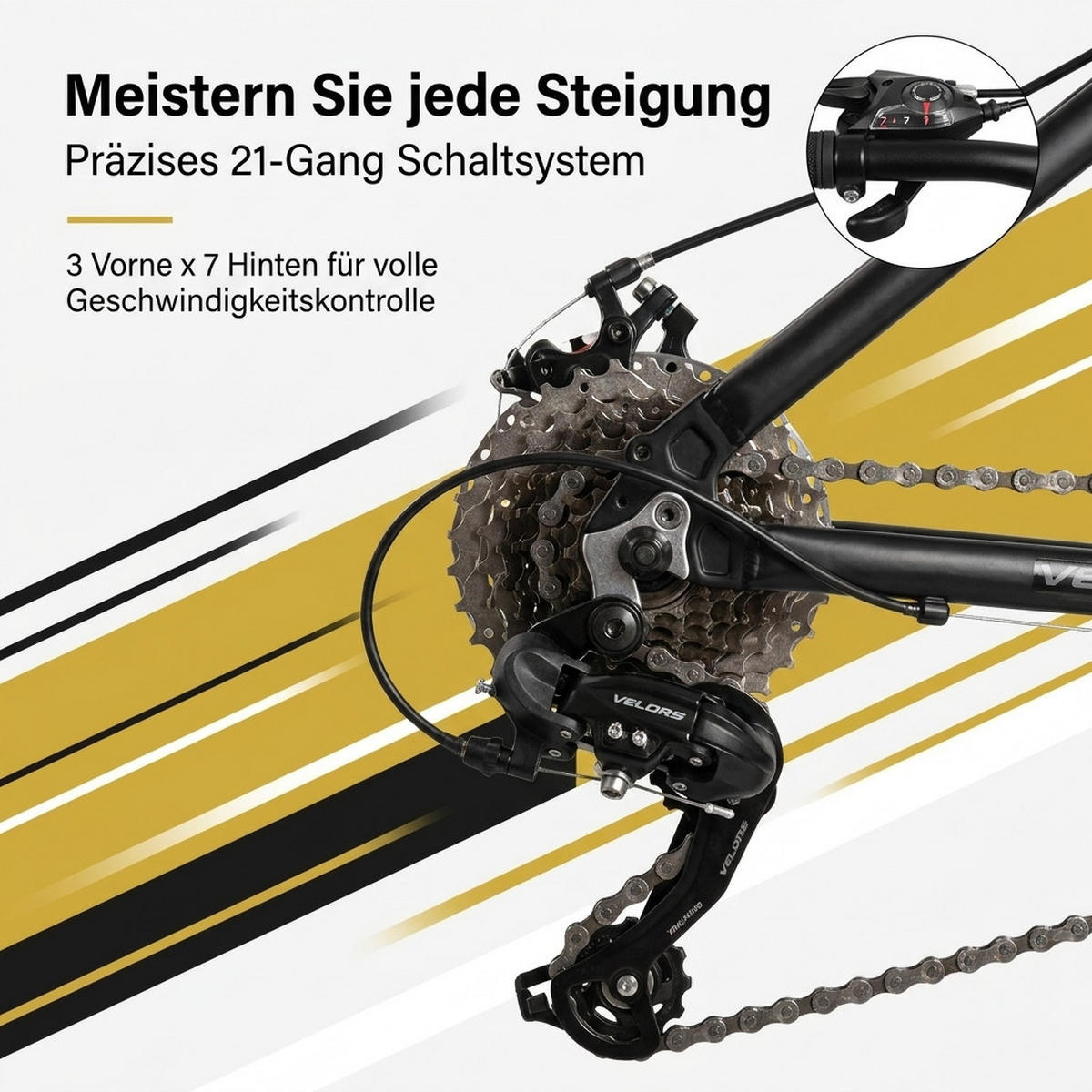 MOUNTAINBIKE 27,5 Zoll Schwarz + Grau – 21-Gang Schaltung - Doppelscheibenbremsen – Carbonstahl - Schwarz, Metall (20cm) - Oxeza