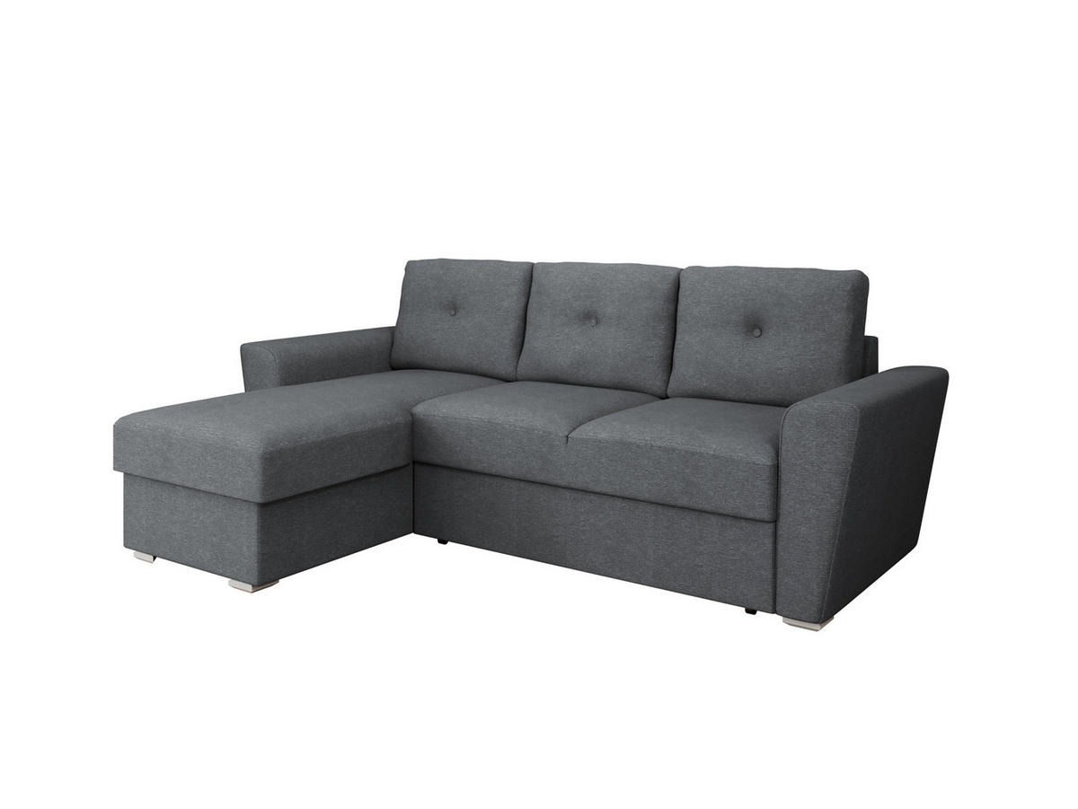 ECKSOFA Bellano Ecksofa L-Form - links oder rechts montierbar, dunkelgrau - Dunkelgrau, Holz (243/156cm) - Panda Möbel