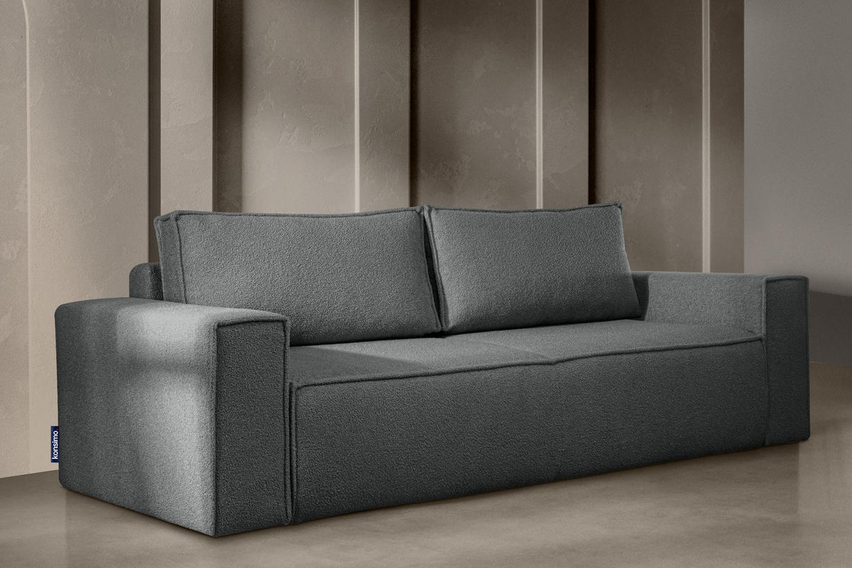 3-SITZER-SOFA NAPI II mit Schlaffunktion, graphit - Graphitfarben, Textil (244/89/101cm) - KONSIMO®