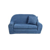 MINI-SOFA David - Ausklappbares Kindersofa aus Teddystoff in blau - Blau, Textil (78/45/40cm) - Fortisline