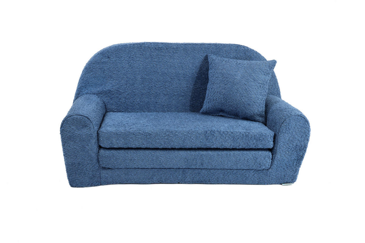 MINI-SOFA David - Ausklappbares Kindersofa aus Teddystoff in blau - Blau, Textil (78/45/40cm) - Fortisline
