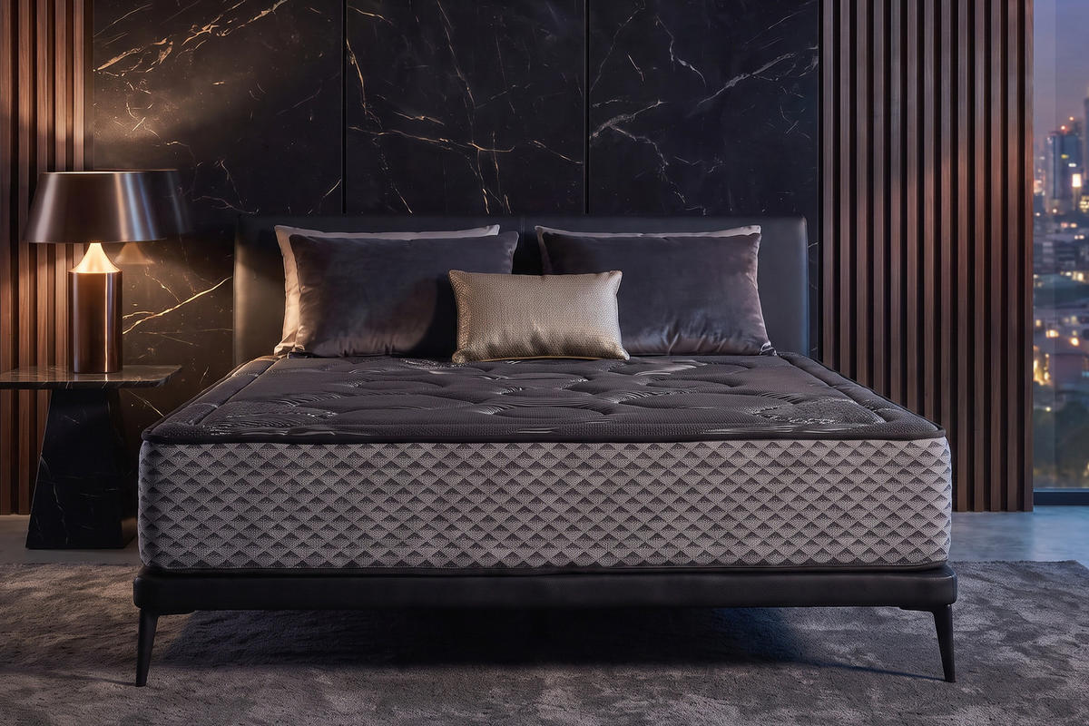 MATRATZE Titanium Black Multizone - 200X200 cm- Härtegrad H2/H3 - Schwarz, Textil (200/200cm) - Moonia