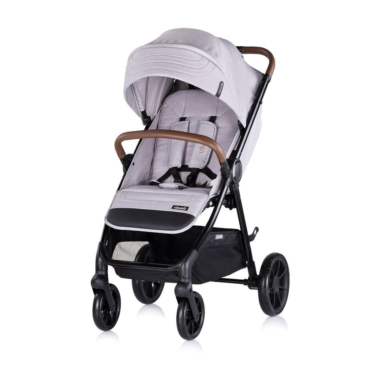 KINDERWAGEN Ultera grau klappbar Korb Federung Hinterradbremse Gurt - Grau, Metall (75/56/102cm) - Chipolino