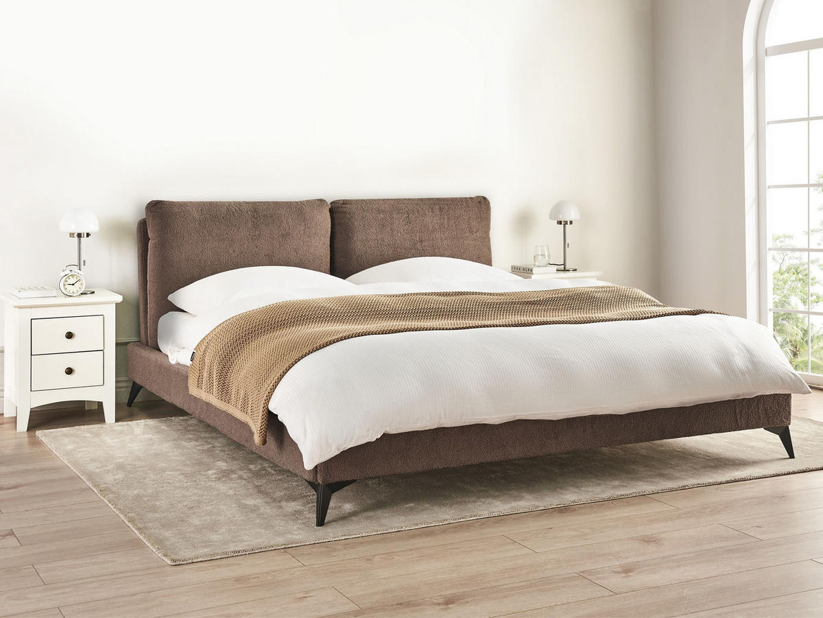 POLSTERBETT mit Lattenrost 180x200 cm Braun Melle - Braun, Textil (180/200cm) - Beliani
