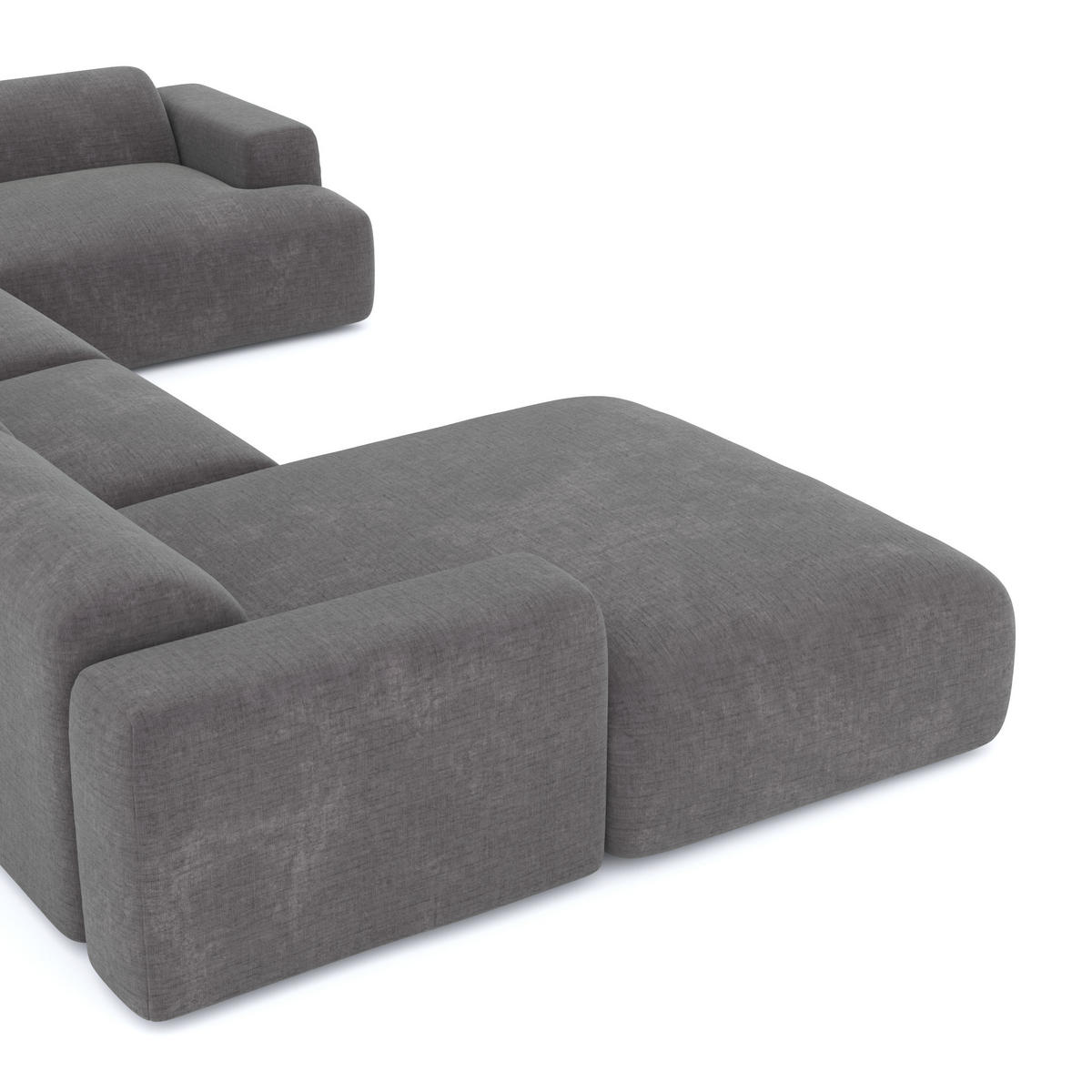 WOHNLANDSCHAFT Texturierter Samt Grau 354cm - Grau, Textil (354/73/164cm) - Sia Home