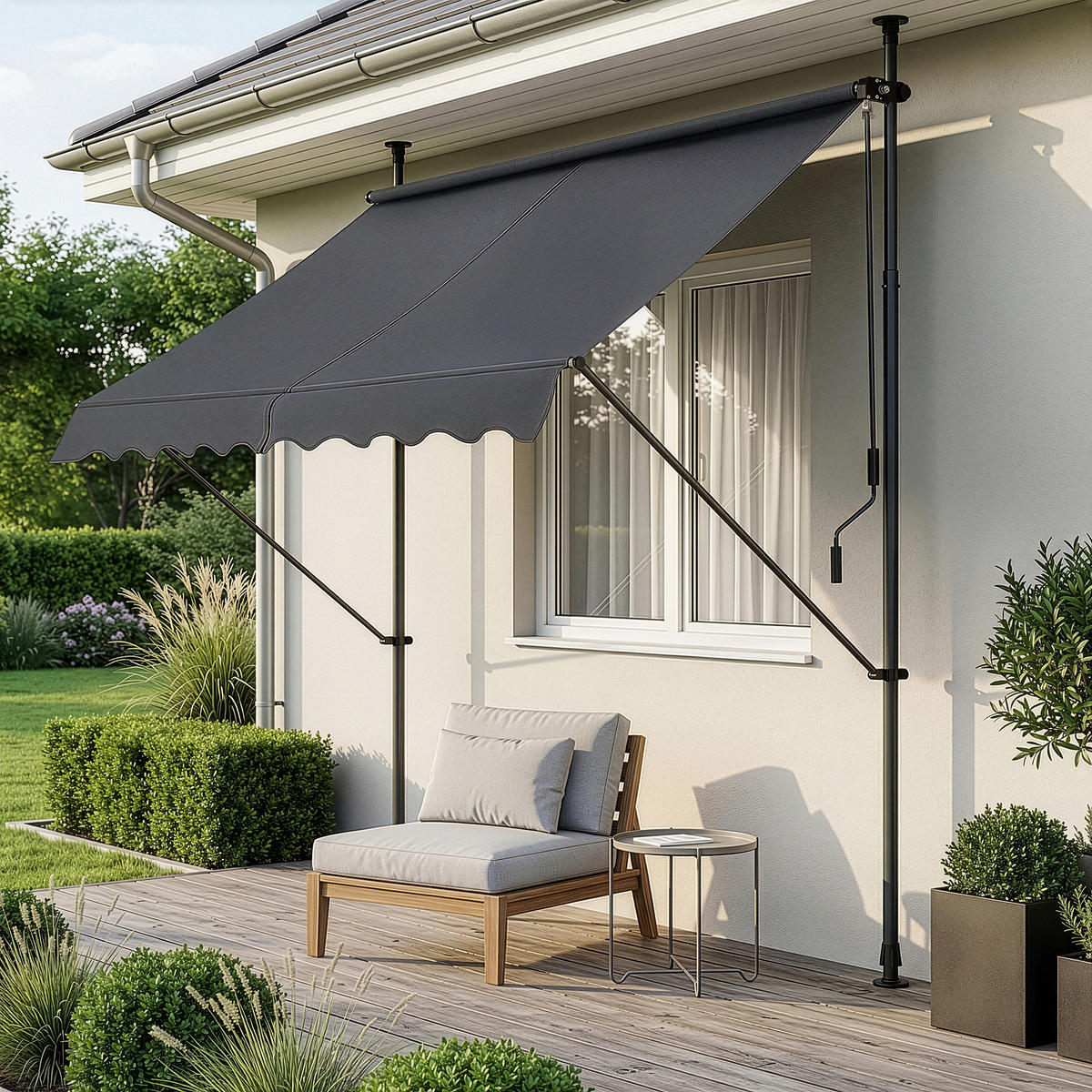 KLEMMMARKISE Stem - Grau, Textil/Metall (150/309/120cm) - pro.tec