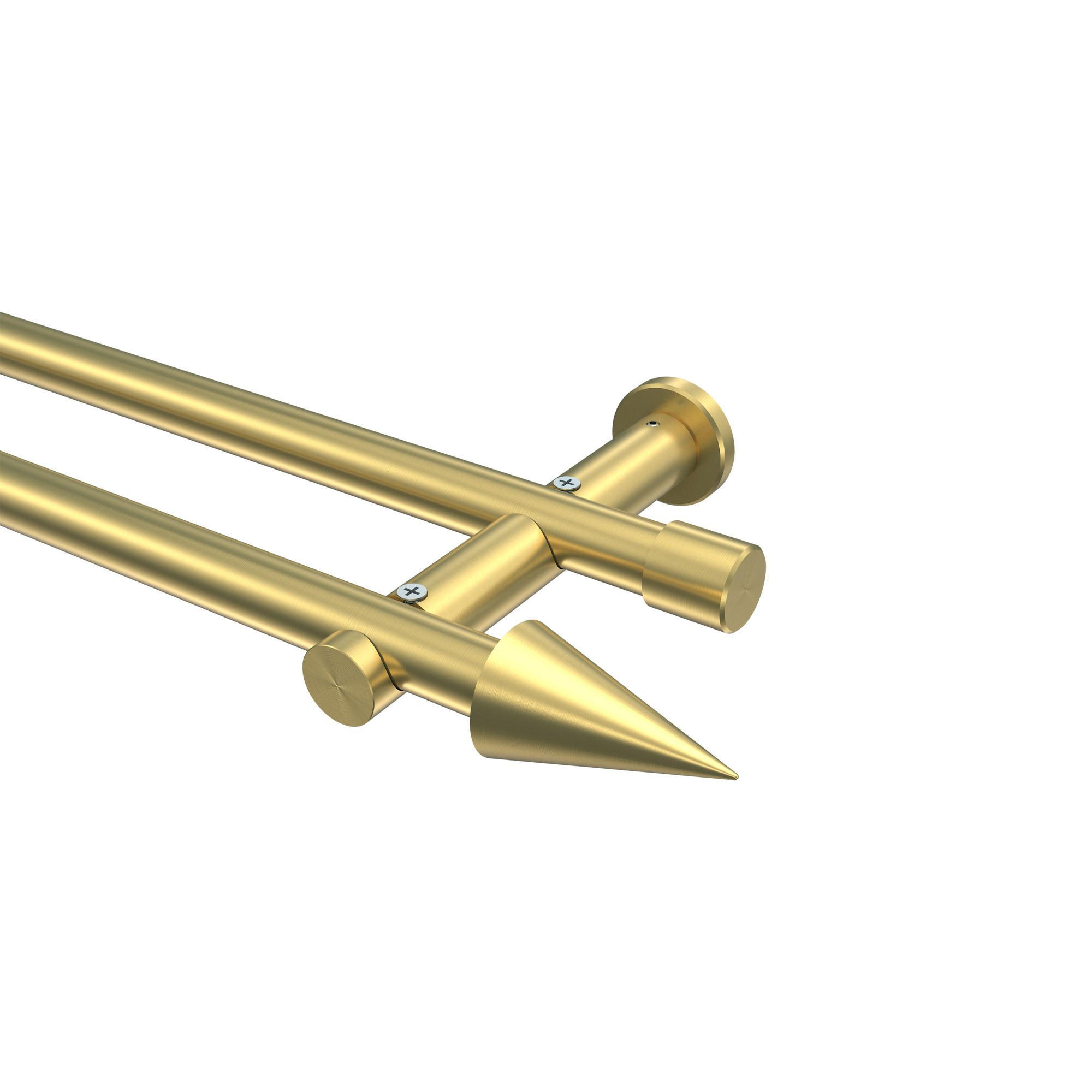 GARDINENSTANGE Platon Savio 200 cm, 2-läufig (ohne Ringe), 20 mm Ø Messing-Optik - Messingfarben, Metall (200cm) - INTERDECO