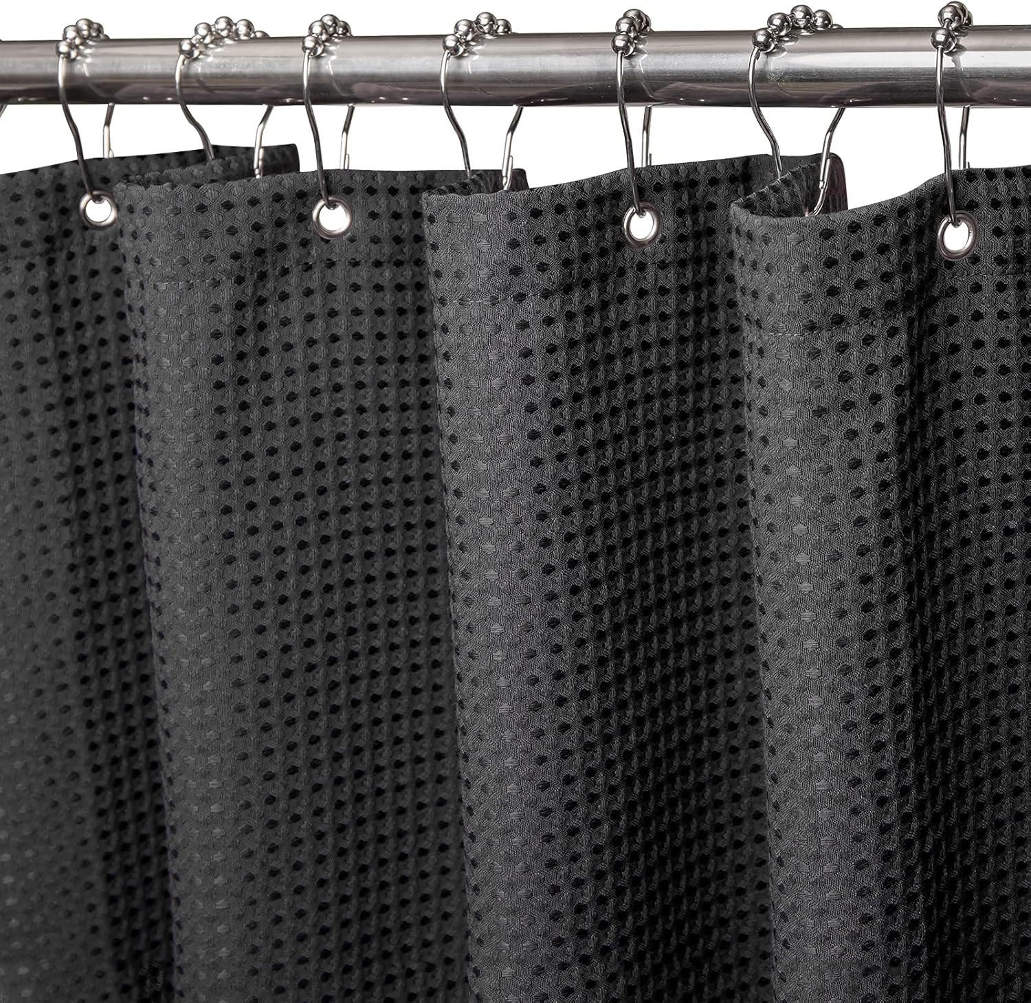 DUSCHVORHANG Stoff schimmelresistent Schwarz mit beschwerter Saum - Schwarz, Textil (180/180cm) - MCBOSON