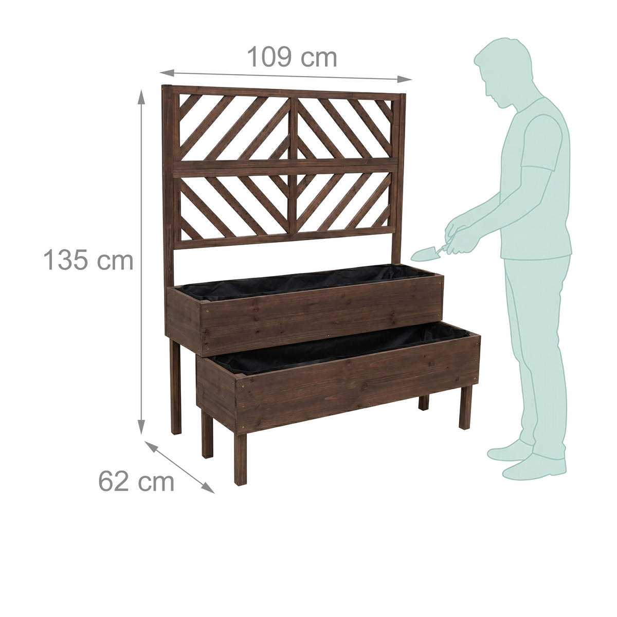 TRUHLÍK - tmavě hnědá, dřevo (109/135/62cm) - Relaxdays