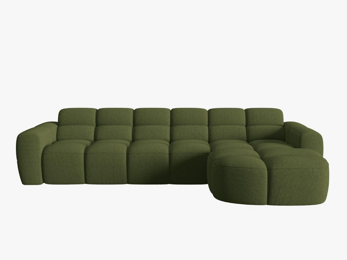 ECKSOFA rechts Lisa aus strukturiertem Stoff grün meliert 4 Sitzplätze - Grün, Textil (170/310cm) - Micadoni