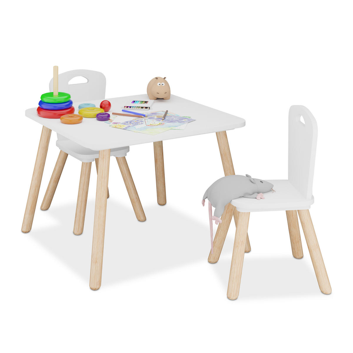 KINDERSITZGRUPPE - Weiß, Holz/Holzwerkstoff (59/43.5/60cm) - Relaxdays
