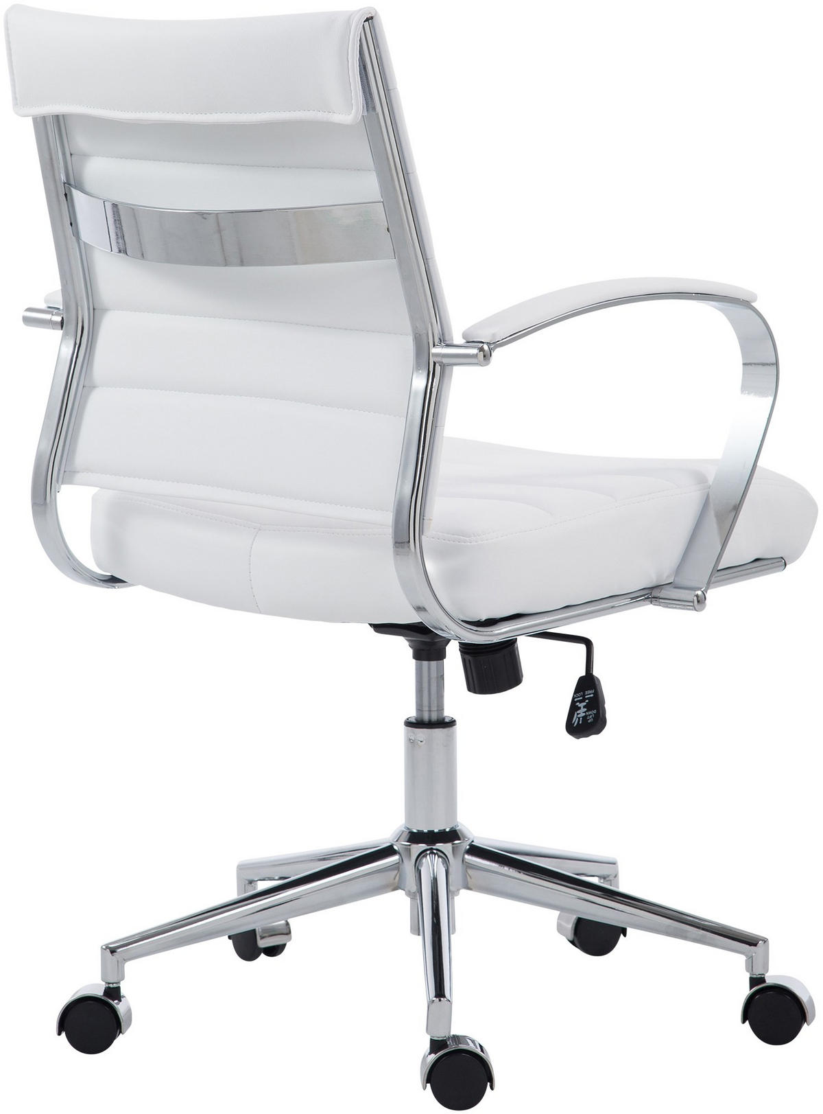 DREHSTUHL Lederlook Weiß - Chromfarben/Weiß, Leder/Textil (57/90/62cm) - CLP