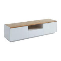 TV-MÖBEL mit 2 Türen & 1 Schublade - MDF lackiert - Weiß & Eichefarben - AMANI - Naturfarben, Holz (160/40/40cm) - Vente-Unique