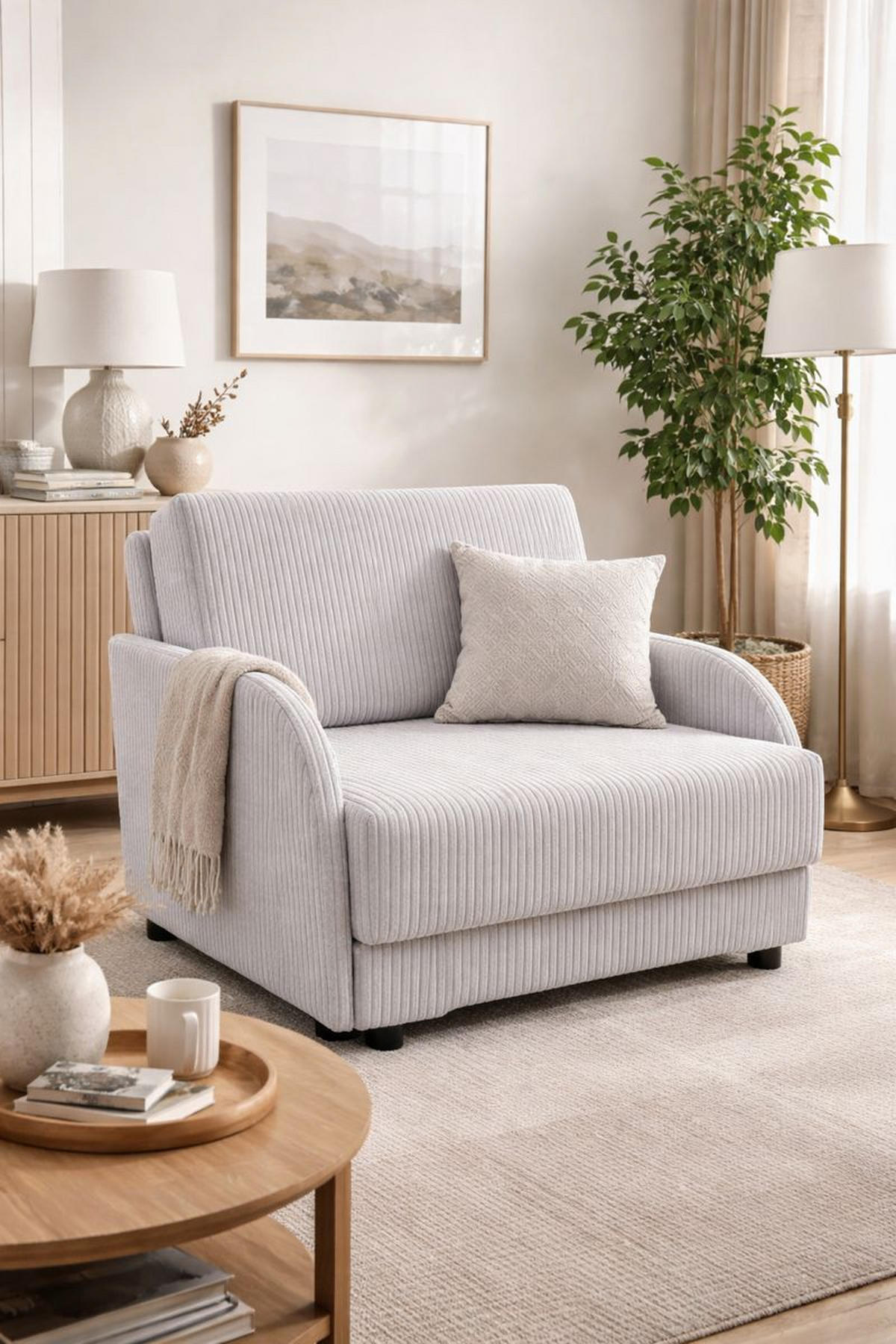 BETTSOFA TIGO Beige Velours-Stoff mit Schlaffunktion - Beige, Textil (105/88/90cm) - MASSENO