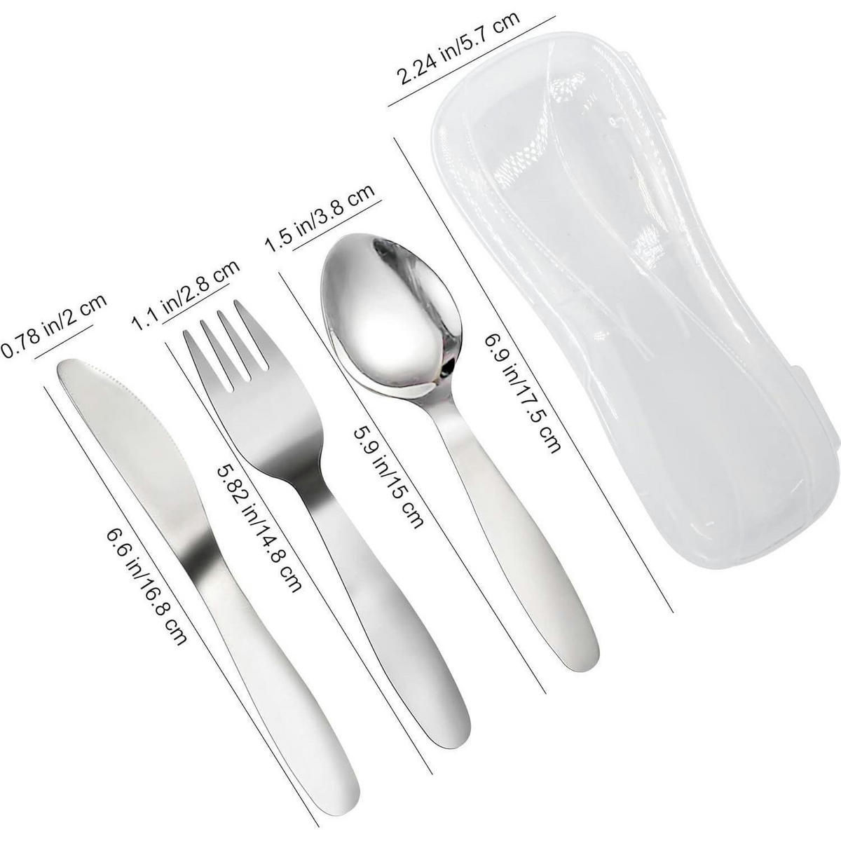 KINDERBESTECK Set 3-teilig mit Reiseetui Edelstahl - Silberfarben, Metall