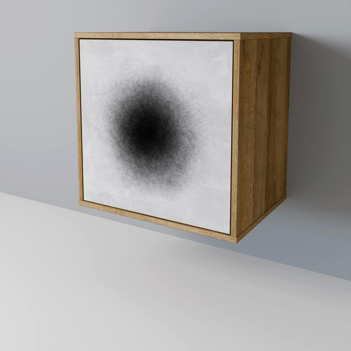 SIDEBOARD BLACK HOLE, Eichefarben, 57,5x42x67,5 cm, Schwarze Metall-Rahmenfüße - Eichefarben/Multicolor, Holzwerkstoff/Metall (57.5/67.5/42cm) - SpaceRebels