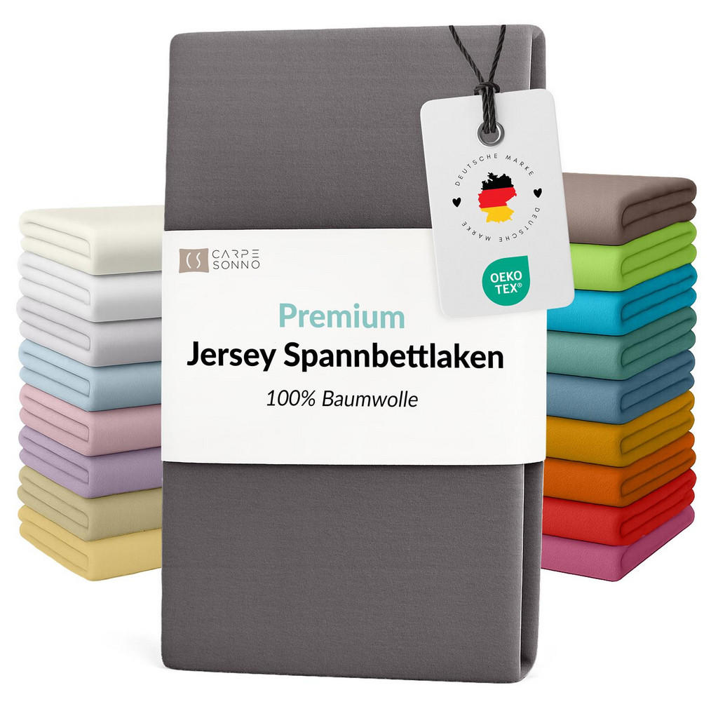 Thumbnail - Carpe Sonno Mako-Jersey-Bettlaken, Graphit, Textil, Uni, Füllung: Baumwollfüllung, Rechteckig, 200x220 cm, Oeko-Tex® Sta...