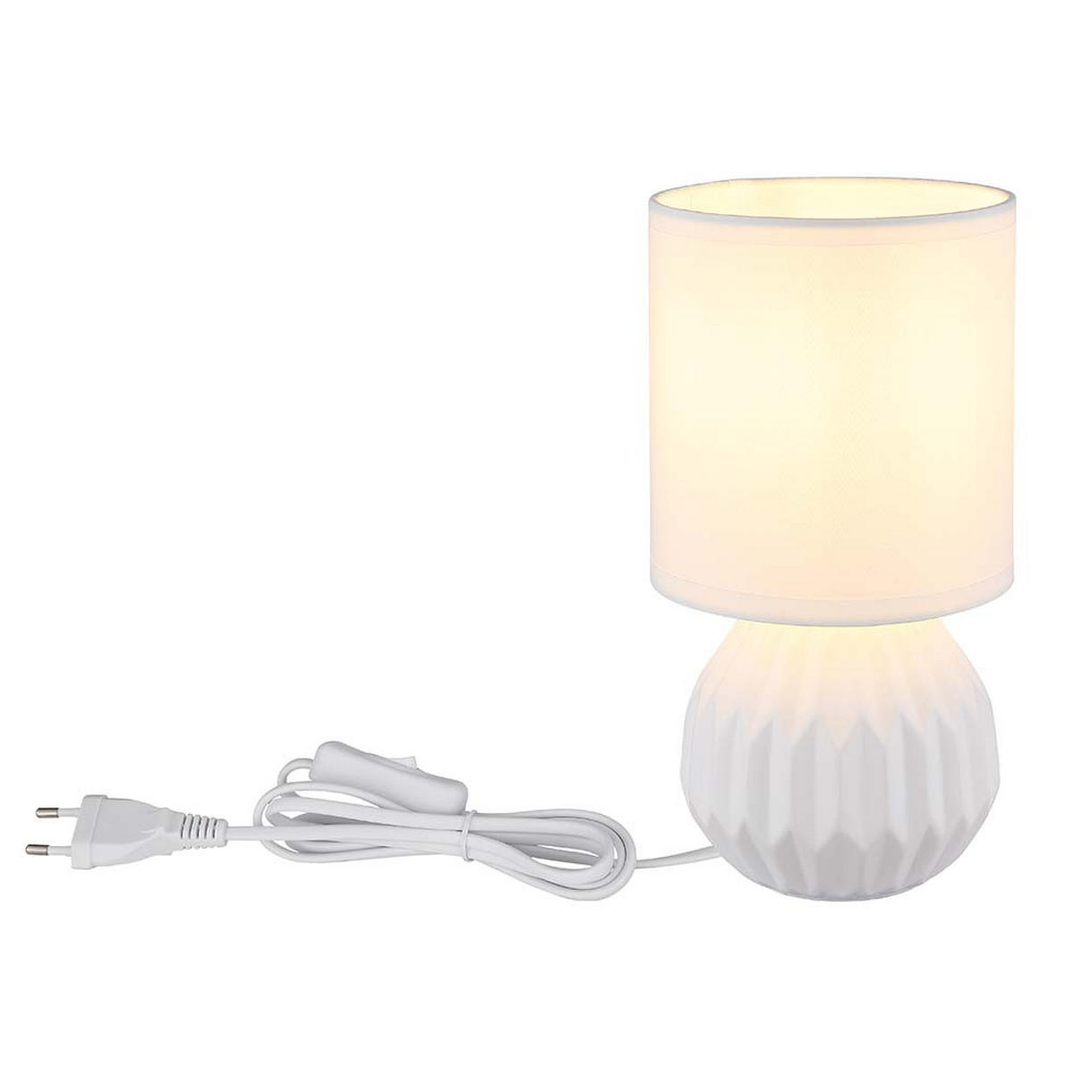 TISCHLEUCHTE Keramik Weiß 2er Set - Weiß, Textil (12/12/23cm) - Globo Lighting