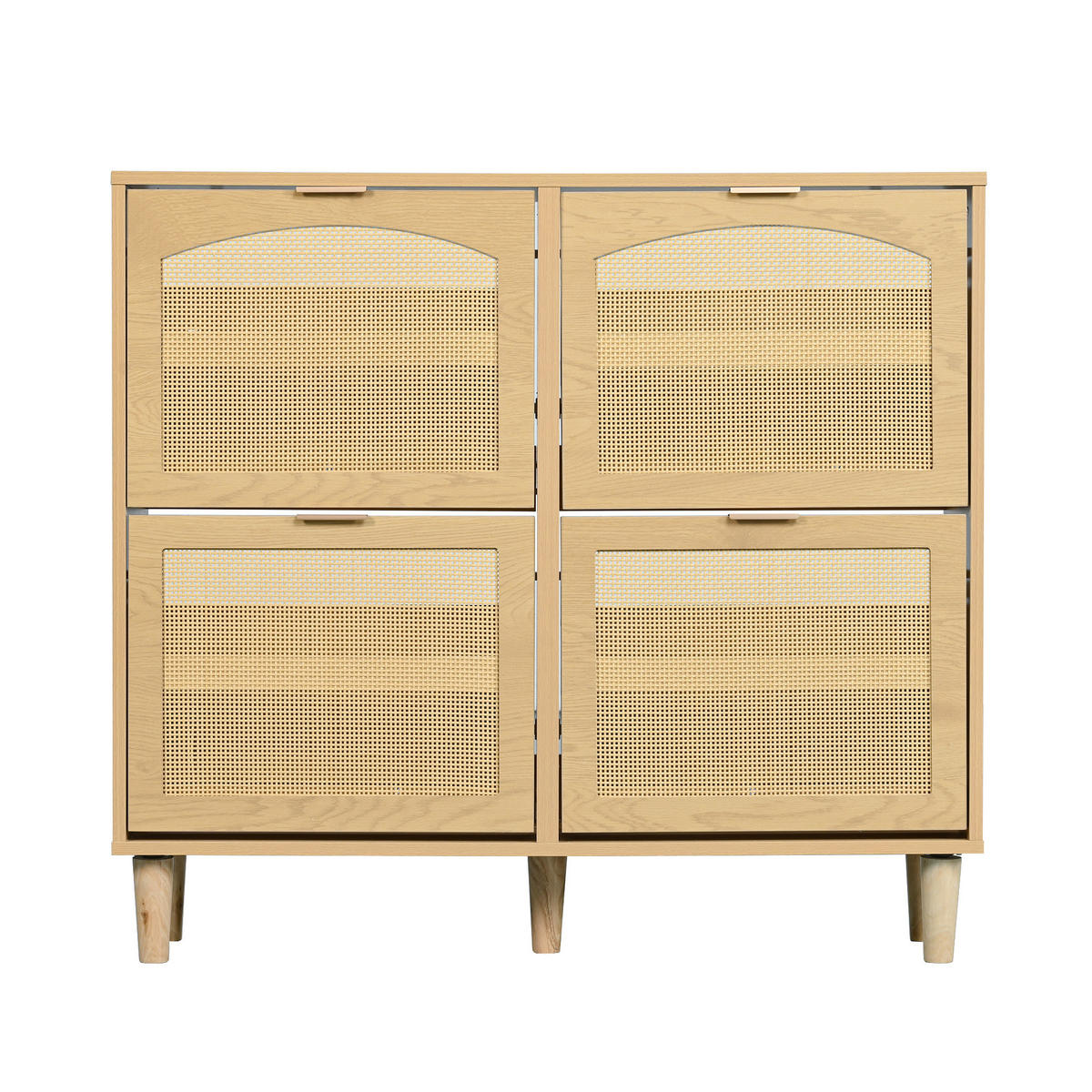 SCHUHSCHRANK 100/25/90 cm Eichefarben aus Spanplatte mit Rattangeflecht - Naturfarben, Holzwerkstoff (100/90/25cm) - OKWISH