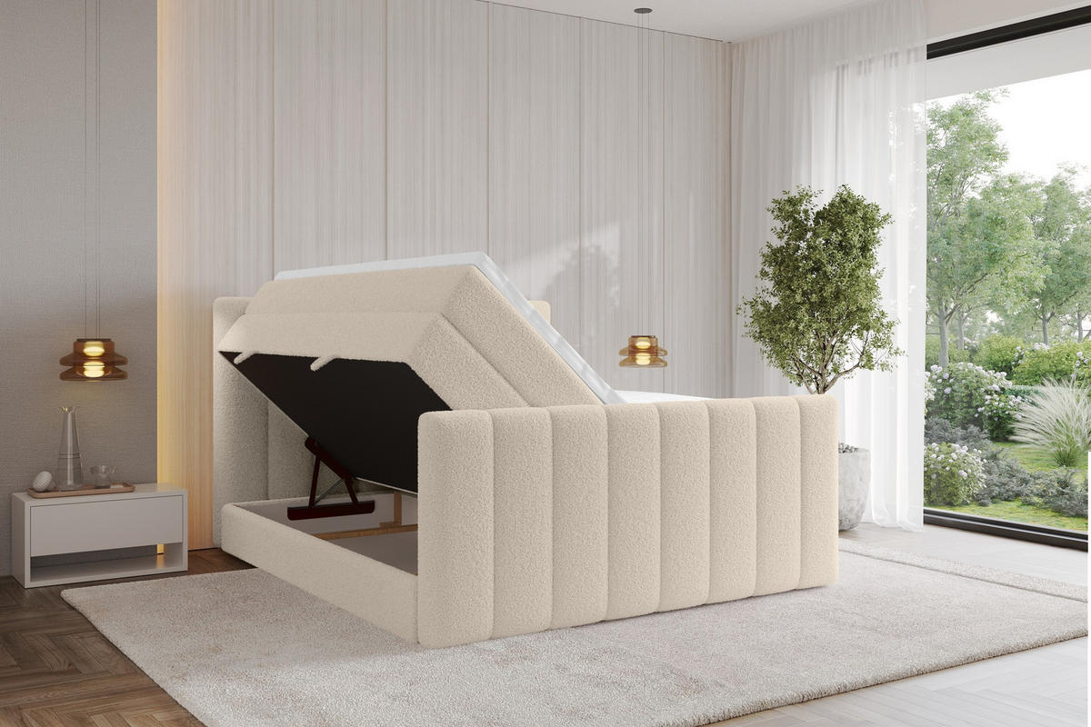 BOXSPRINGOVÁ POSTEL s matrací H3/H4 - OTTA-Z KING - 120x200 cm Tmavě béžová - kapučínová, kompozitní dřevo (120/200cm) - ALTDECOR