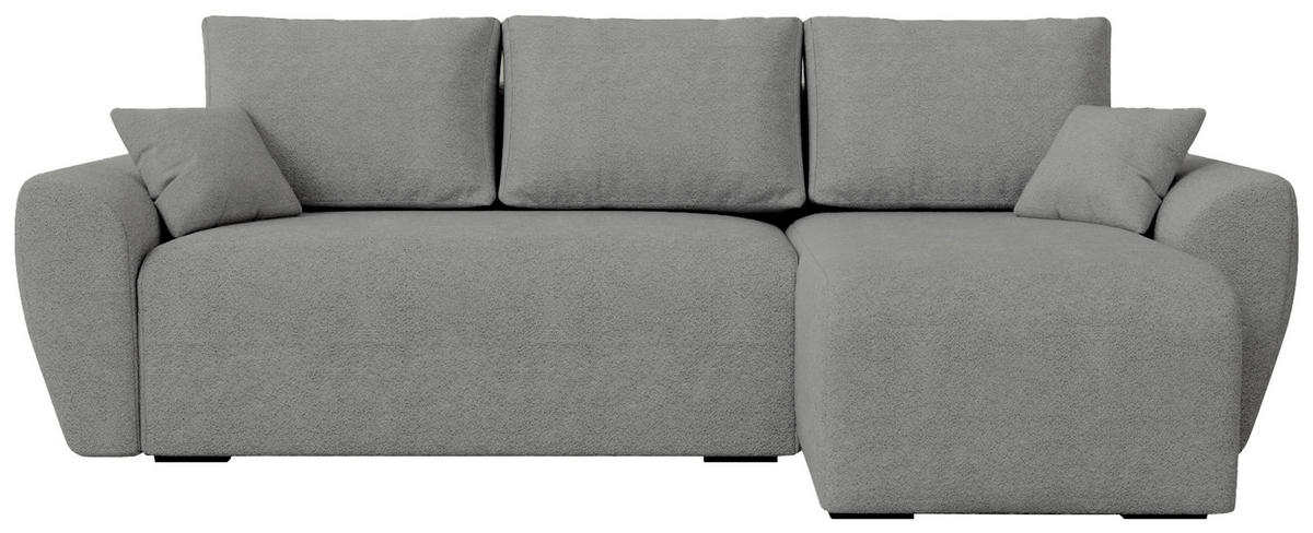 ECKSOFA Rotterdam mit Schlaffunktion Grau Bouclé - Grau, Textil (238/141cm) - Bromarkt