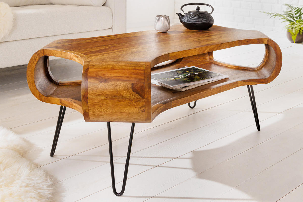 COUCHTISCH ORGANIC LIVING Sheesham rechteckig Natur 100cm - Braun, Holz/Metall (60/100/47cm) - riess-ambiente