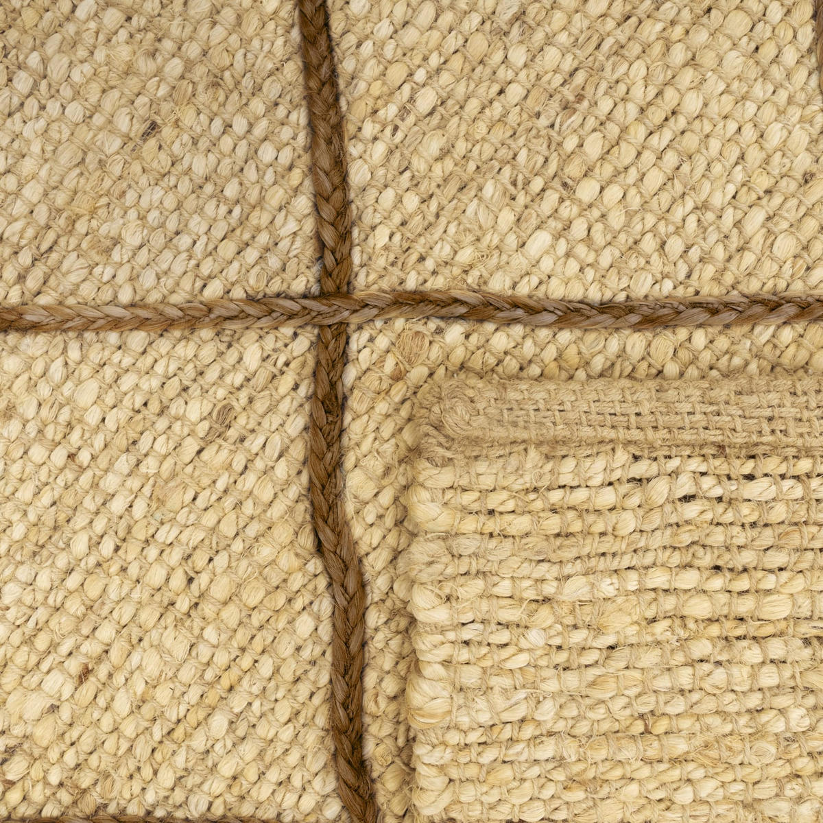 JUTETEPPICH handgewebt wendbar, mit Rautenmuster, Creme, 120 x 170 cm - Beige, Textil (120/170cm) - KADIMA DESIGN