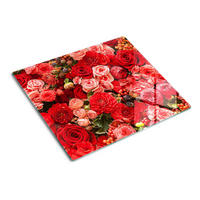 GLASPLATTE 60x52 cm Rote Blumen - Rot, Glas (60/0.4/52cm) - TULUP