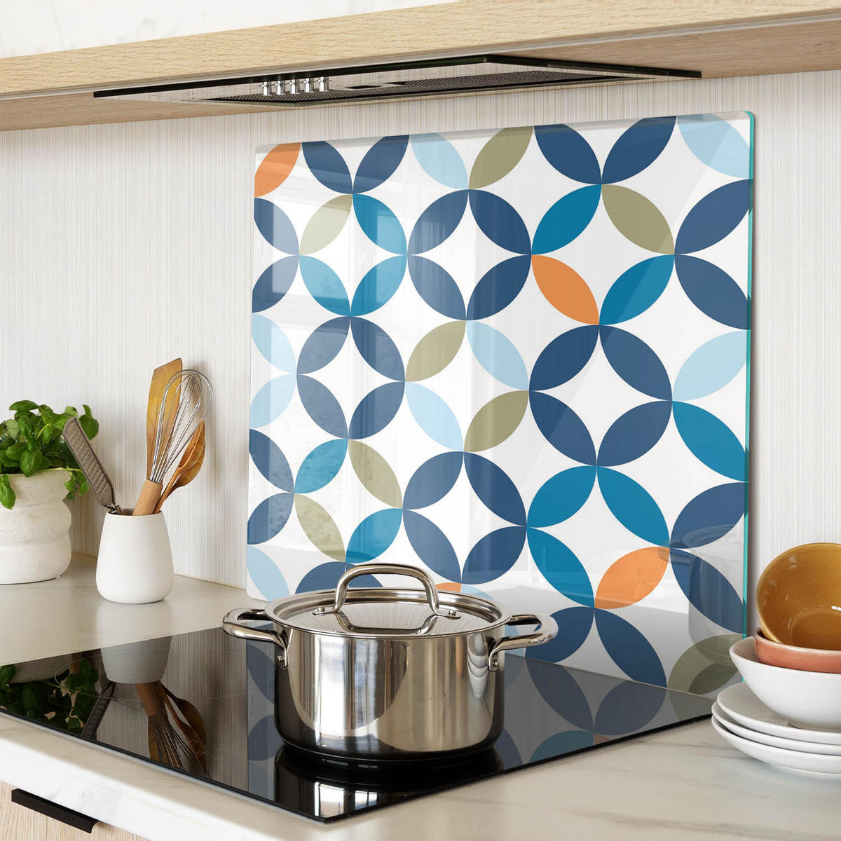 GLASPLATTE 60x52 cm Geometrische Figuren - Blau, Glas (60/0.4/52cm) - TULUP
