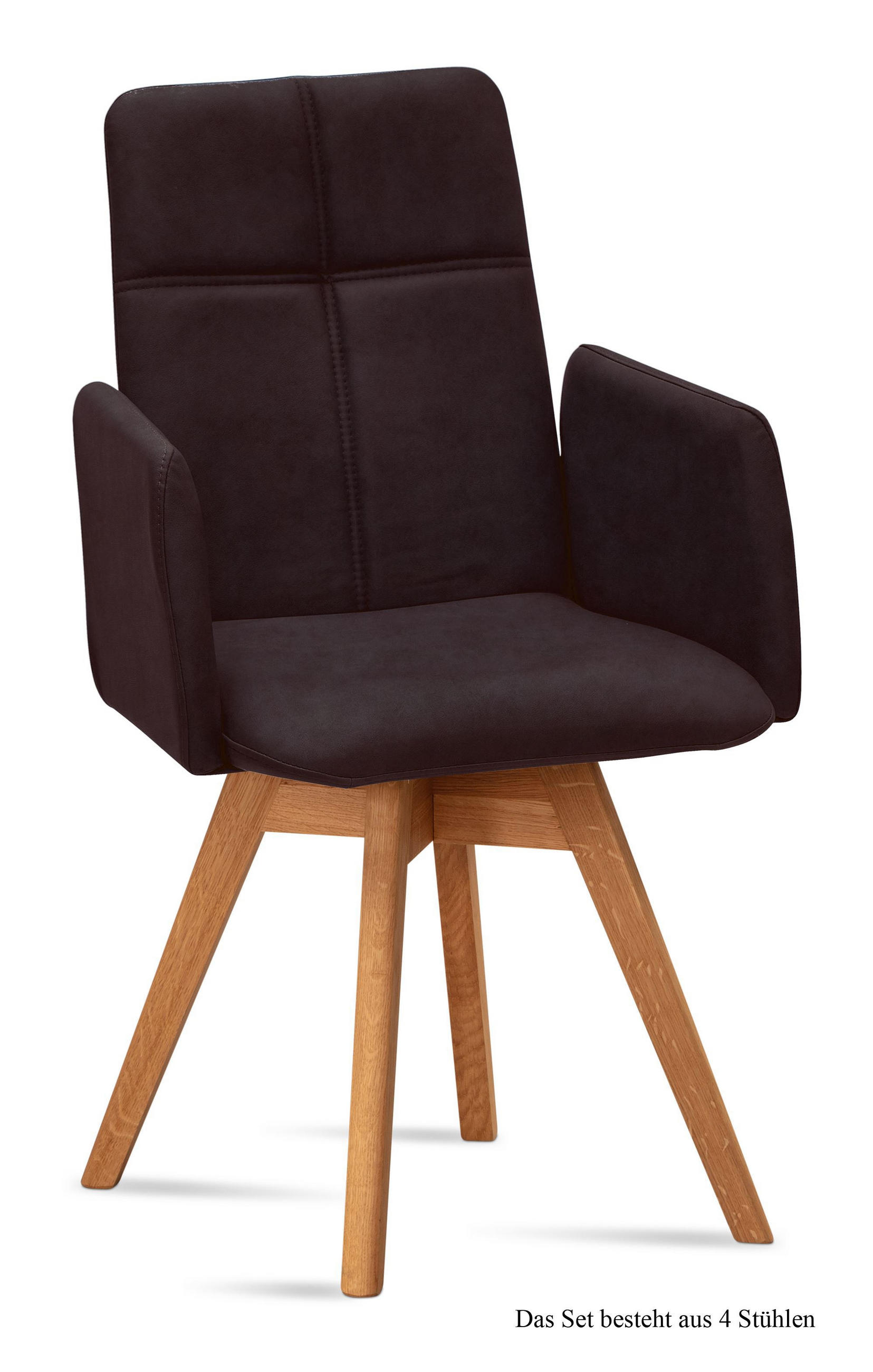 ARMLEHNSTUHL drehbar (4er-Set) Dorey 52x92x60 Eiche geölt/Espresso - Eichefarben/Dunkelbraun, Kunststoff (60/92/52cm) - 58aufmkessel