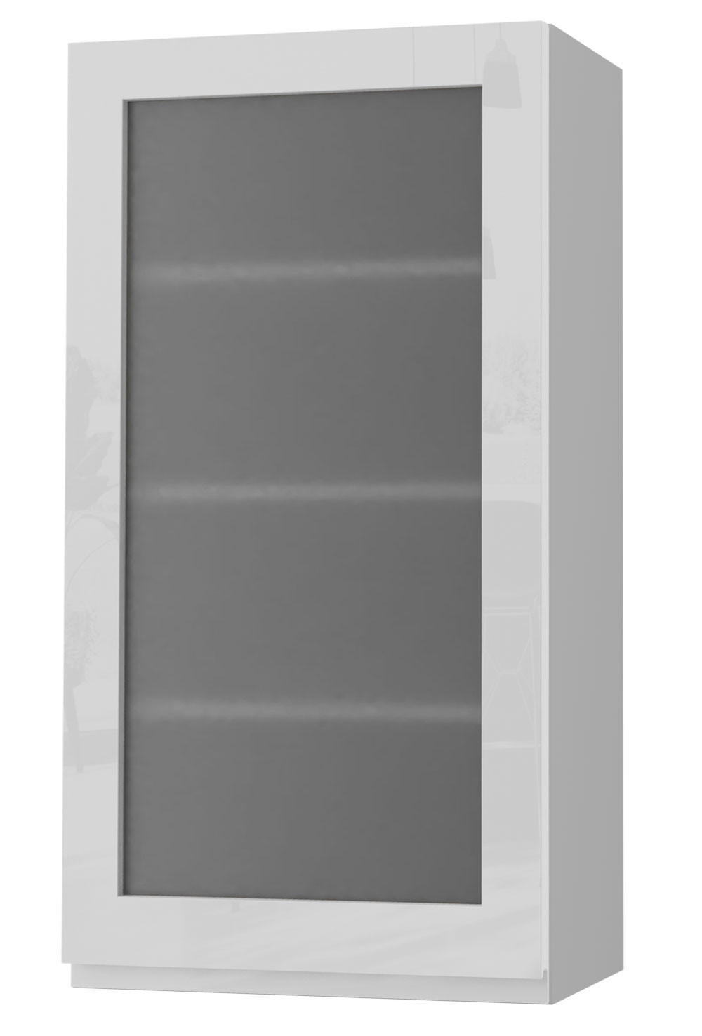 HÄNGESCHRANK Florence W4S/50 Grau / RAL 9003 signalweiß HG 50 / 32,5 / 96cm - Türanschlag rechts - Weiß Hochglanz/Grau, Holz/Holzwerkstoff (50/96/32.5cm) - Feldmann-Wohnen