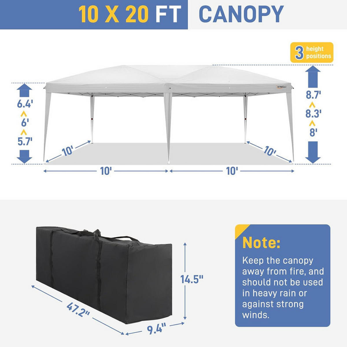 FALTPAVILLON –Grau– 3×6 m, UV-beständig und wasserdicht, mit 6 Seitenteilen - Grau, Metall (293/265/583cm) - Kaket