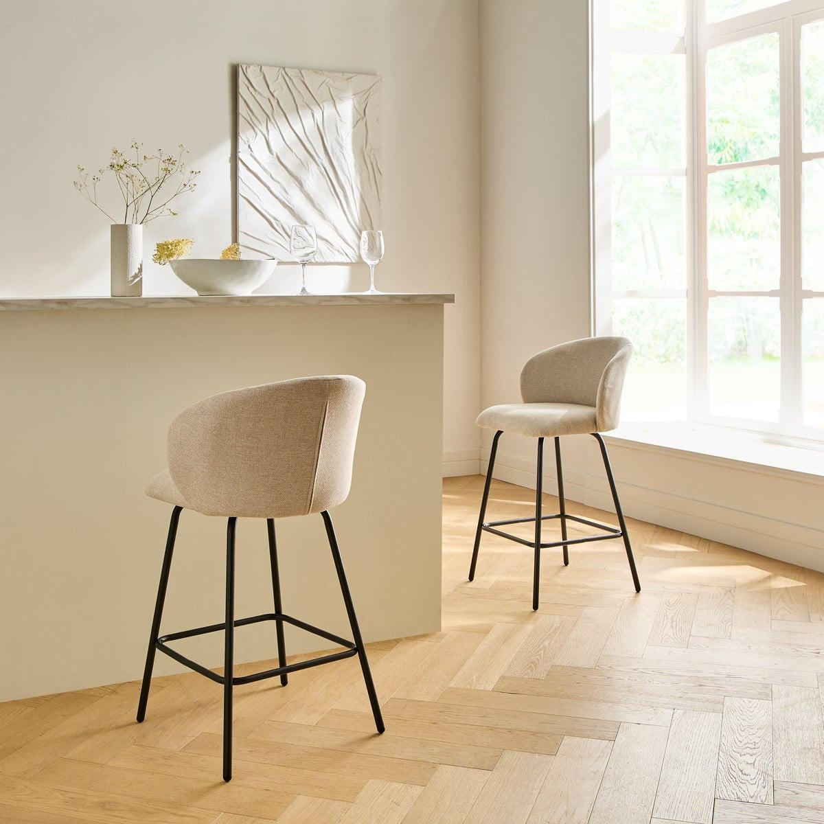 HOCKER 2er-set 89/53/50 cm - Beige, Holzwerkstoff (50/89/51cm) - Calicosy
