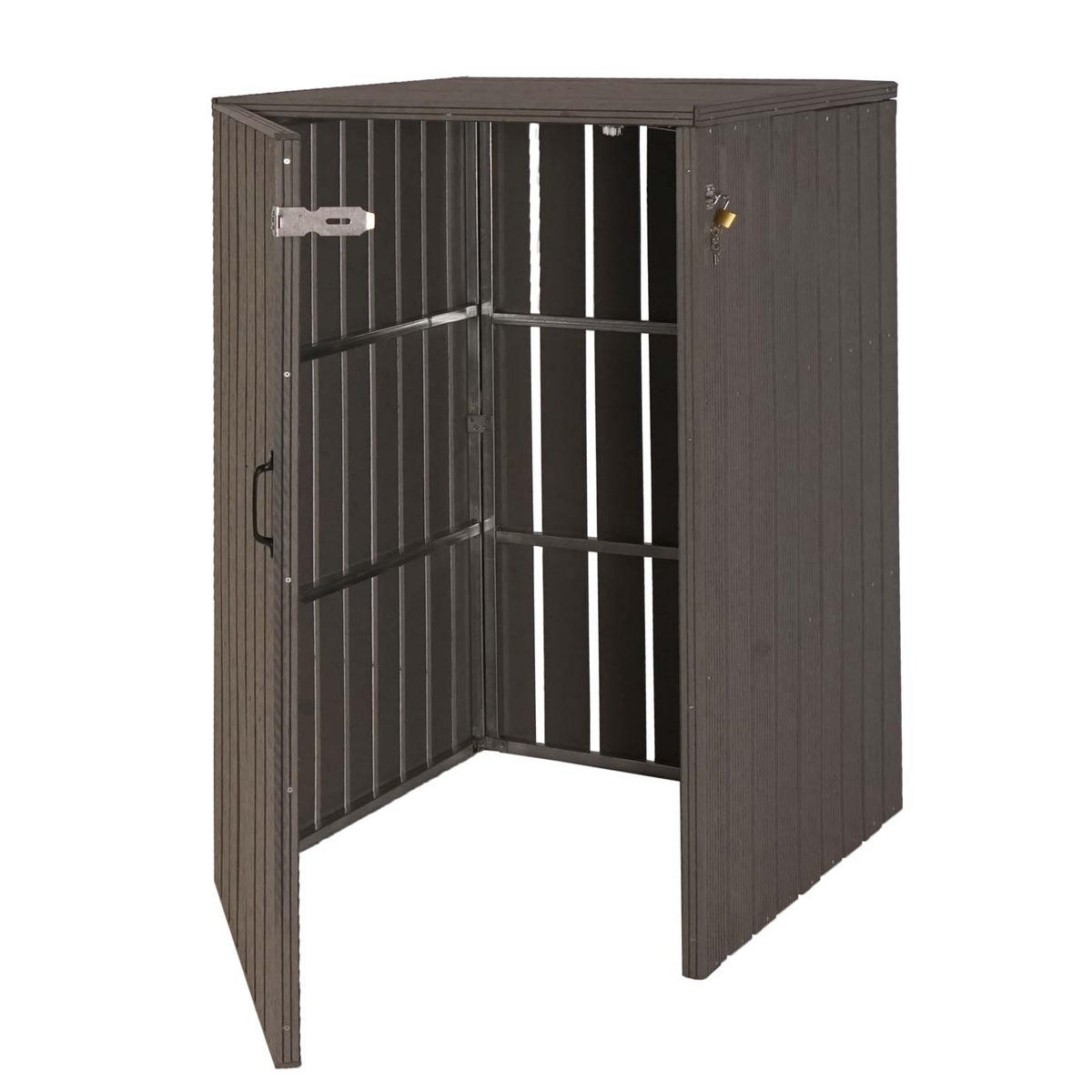 MÜLLTONNENBOX XL 1er-/2er-WPC HxBxT 115x77x97cm Metall Holzoptik erweiterbar Grau - Grau, Metall (77/115/97cm) - PROREGAL