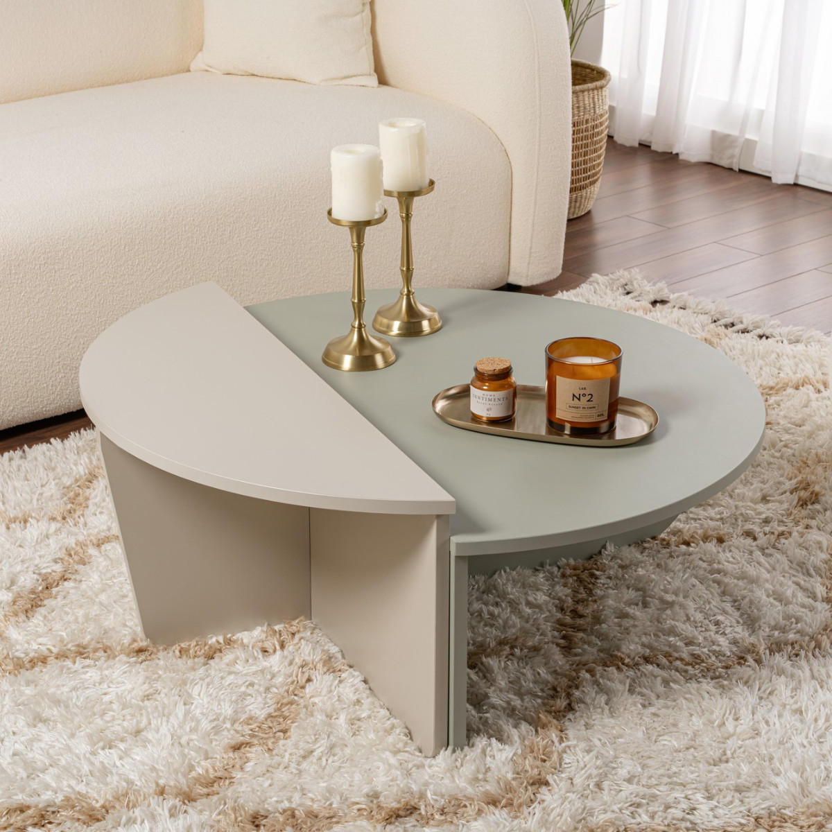 COUCHTISCH (2er-Set) orion 90/90/35 cm - Grün, Holzwerkstoff (90/90/35cm) - Calicosy