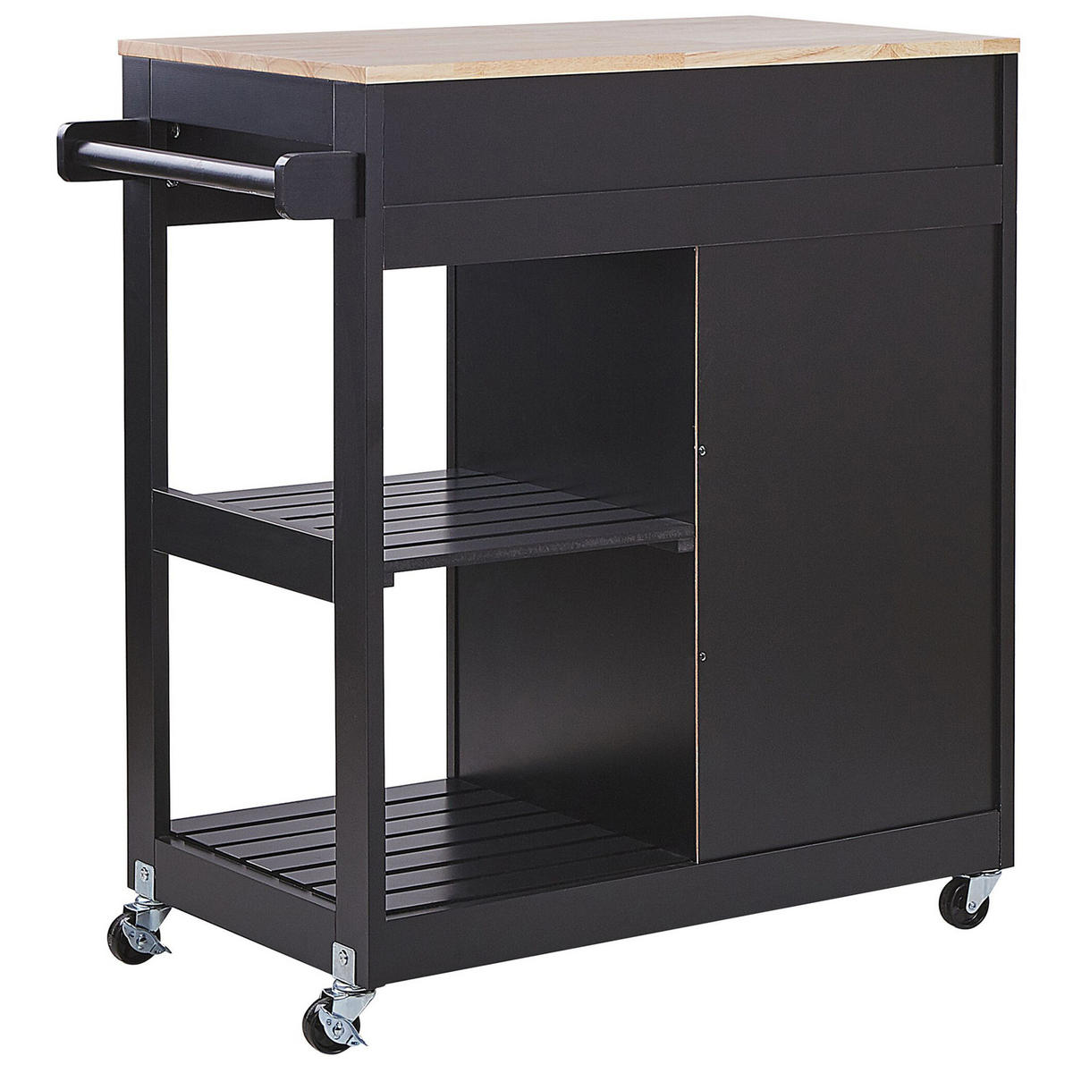SERVIERWAGEN Schwarz Trapani - Hellbraun/Schwarz, Holzwerkstoff (75/87/44cm) - Beliani