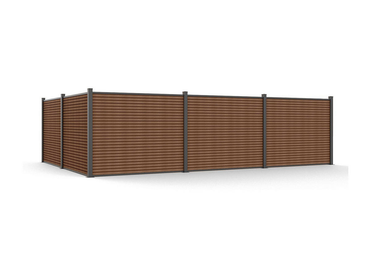 ZAUN - 176cm x 2cm - Verbundwerkstoff - anthrazitgrau, naturfarben dunkel - PALIZO - Anthrazit, Holzwerkstoff (176/148cm) - Vente-Unique