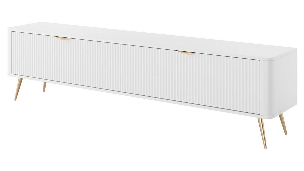 TV-ELEMENT Lante 200 2D - Goldfarben/Weiß, Holzwerkstoff/Metall (200/52/38cm) - MIRJAN24