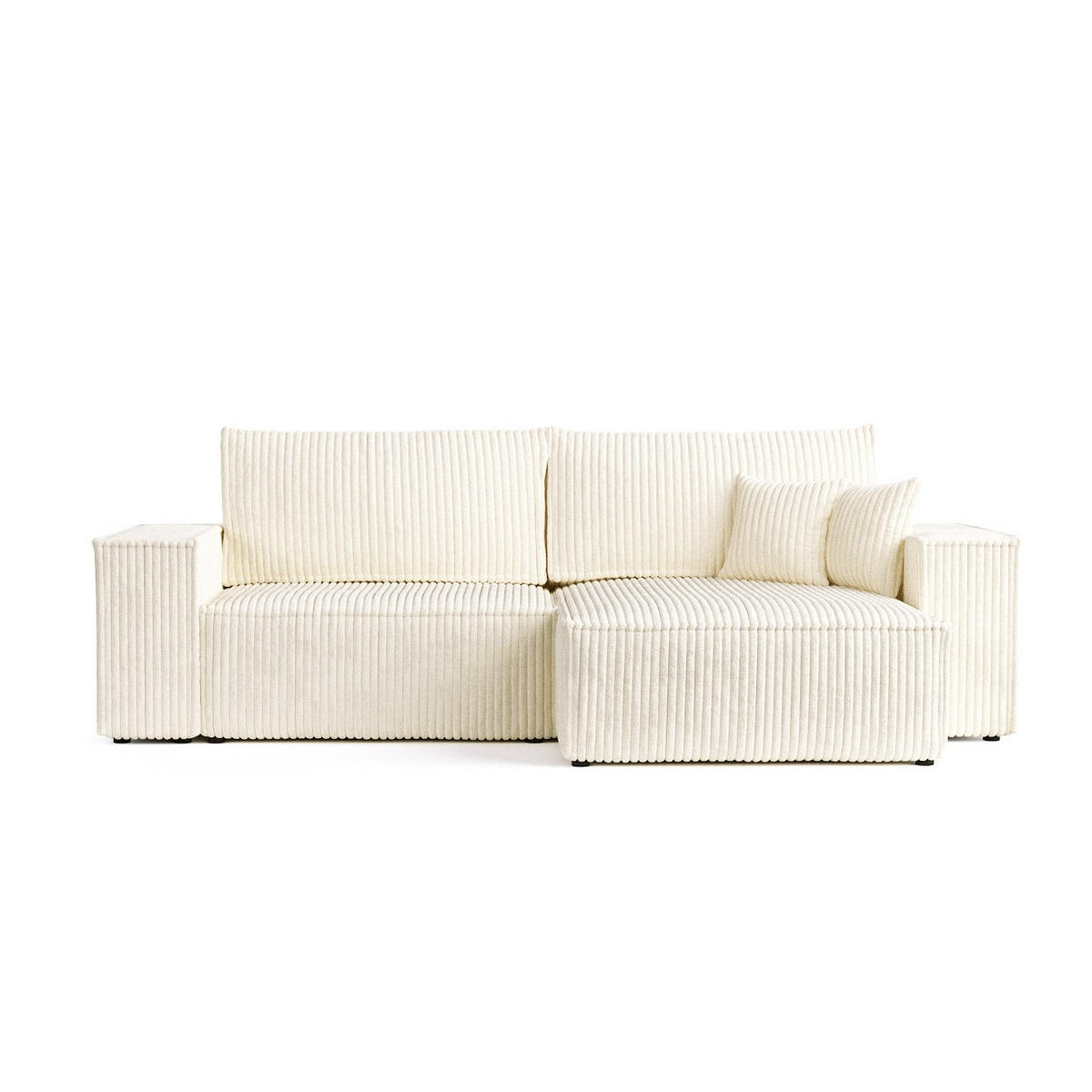 ROHOVÁ SEDAČKA CAVO, textil, Krémová - černá/krémová, dřevo/kompozitní dřevo (255/148cm) - AltaBeds