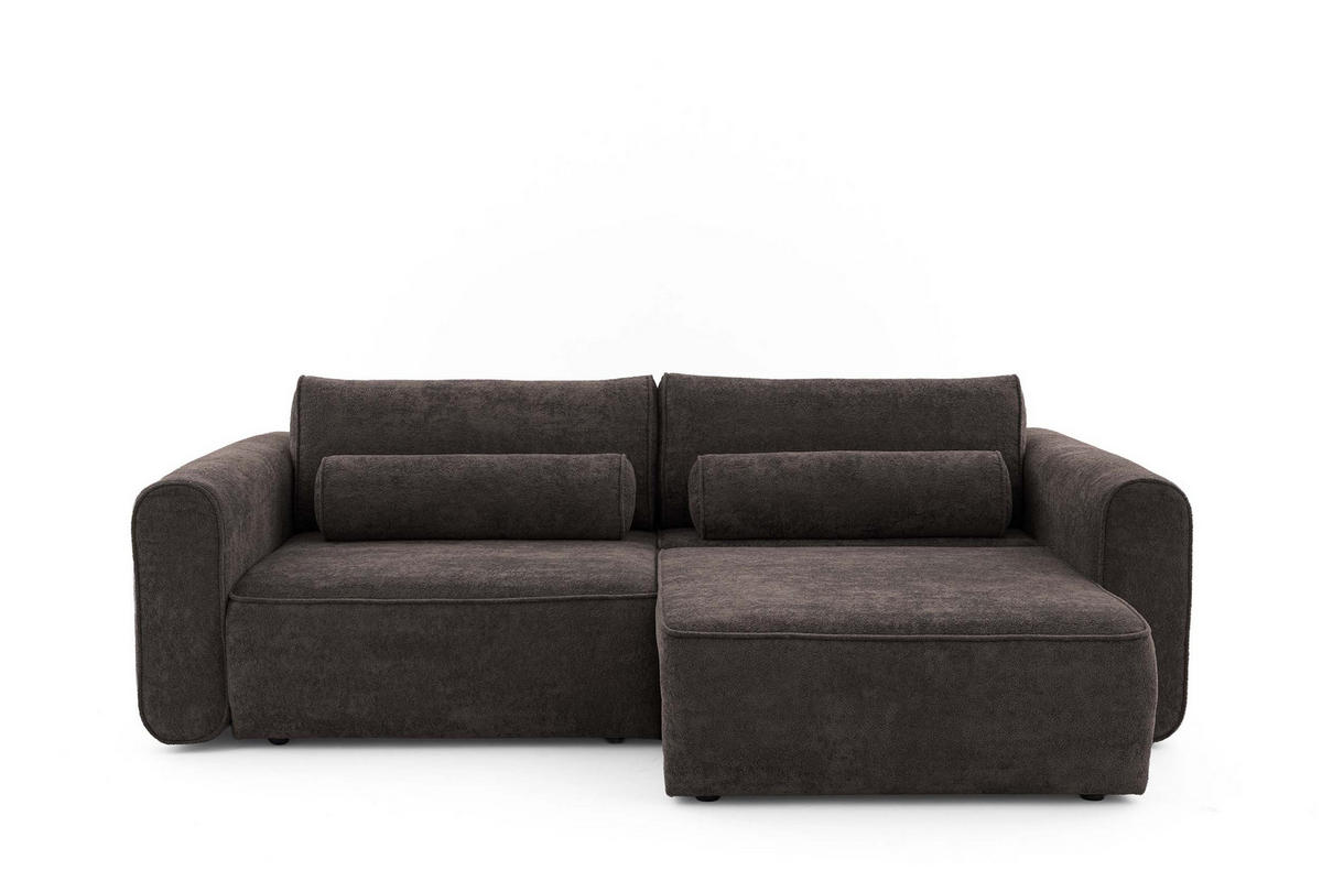 ECKSOFA MOTION mit Schlaffunktion 130x200 Webstoff Braun - Schwarz/Braun, Holz/Textil (250/120cm) - Muffo