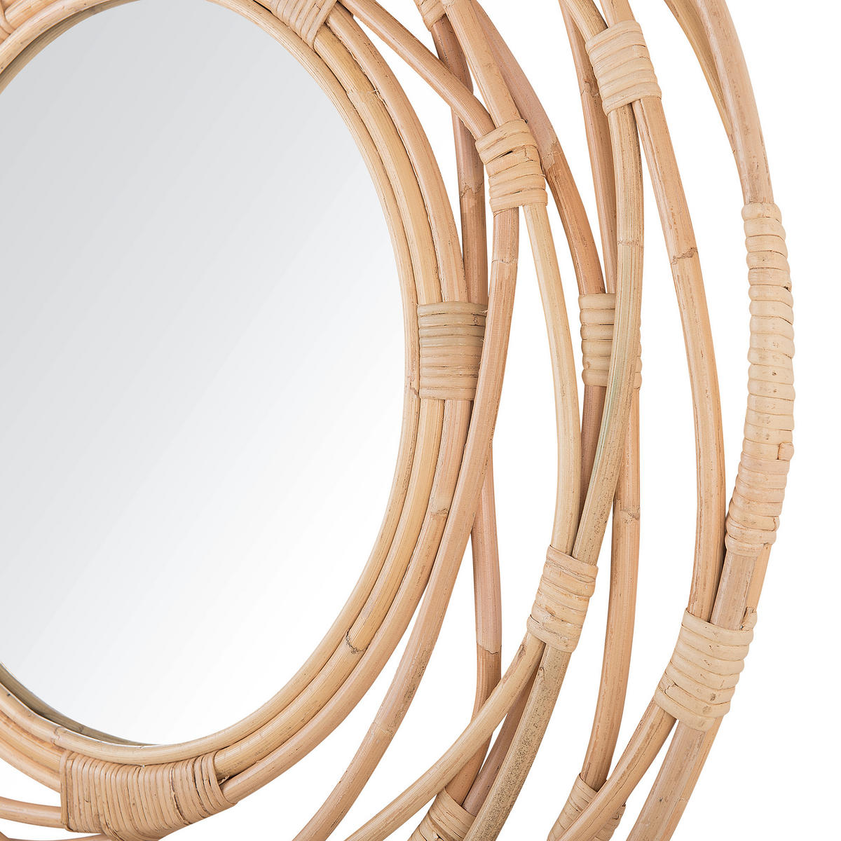 WANDSPIEGEL Rattan natürlich 75 cm Burgis - Beige/Naturfarben, Naturmaterialen (75/75/3cm) - Beliani