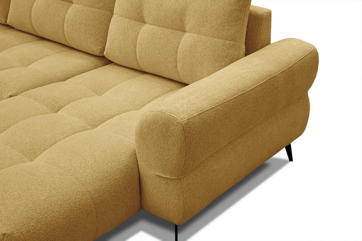 ECKSOFA SALVINI 4-Sitzer, honig - Schwarz/Honig, Holzwerkstoff/Textil (292/158cm) - Courtois Laville