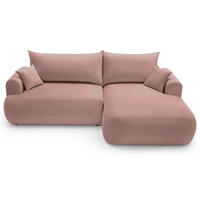 ECKSOFA Ovo Hellrosa mit wasserabweisendem Samtbezug - Hellrosa/Schwarz, Kunststoff/Textil (165/260cm) - Selsey
