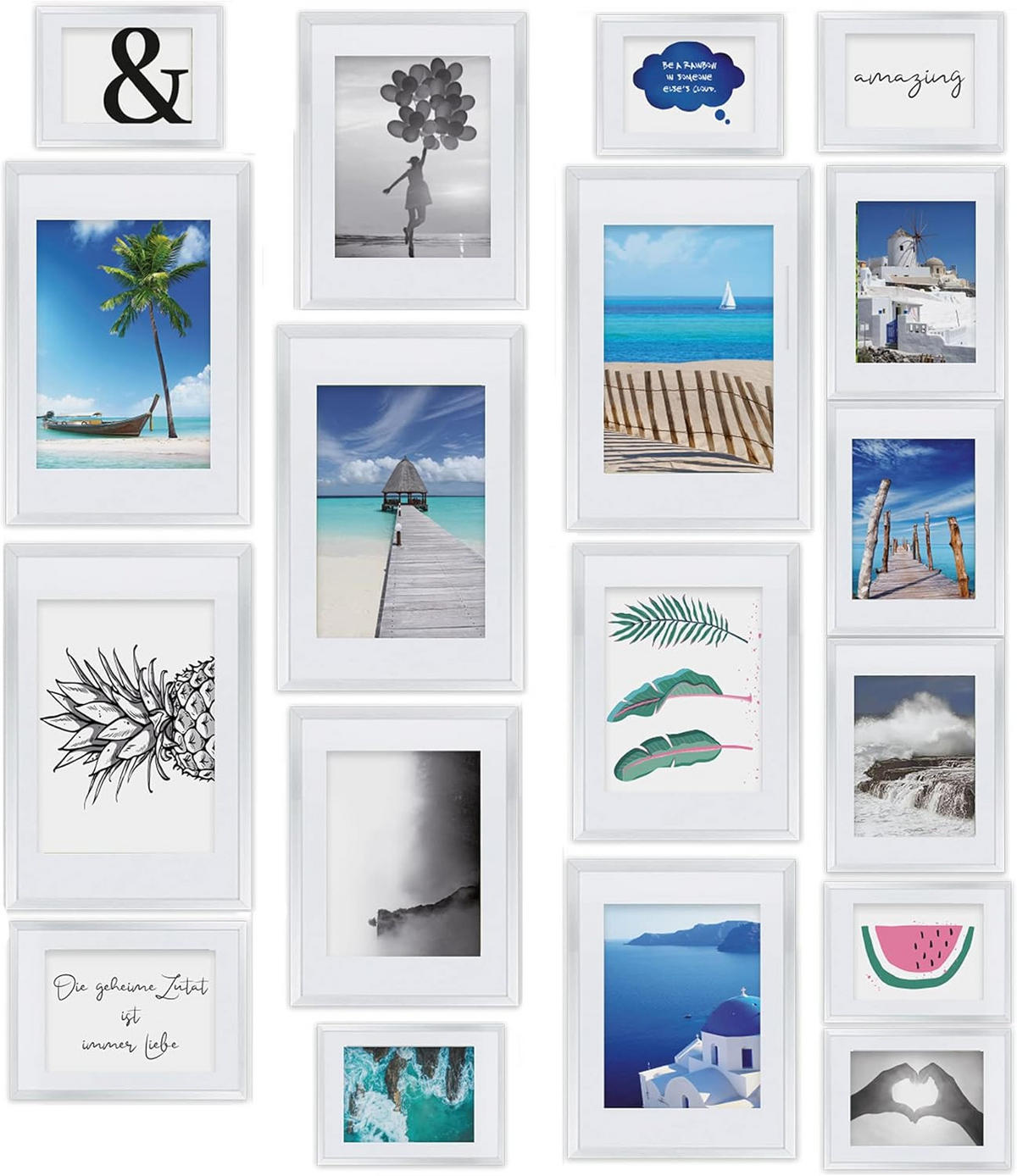 BILDERRAHMEN Paradise Weiß 18tlg - Weiß, Kunststoff (24/26/35cm) - BoMoe