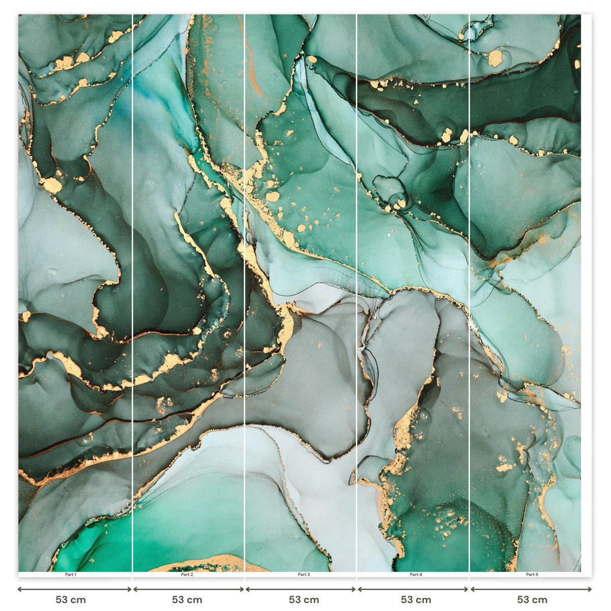 TAPETE - Gold - Marmor - Grün - Luxus - Marmoroptik - Grau - 260x280 cm - Grün, Papier (260/280cm) - OnlyWow