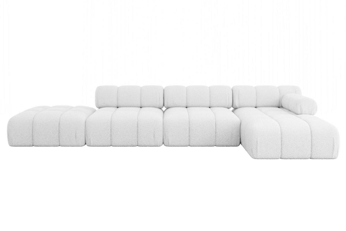 ECKSOFA modulares Sofa Lizur-L2 - 380x160x70 cm Weiß Bouclé - Weiß, Holzwerkstoff/Textil (380/160cm) - ALTDECOR
