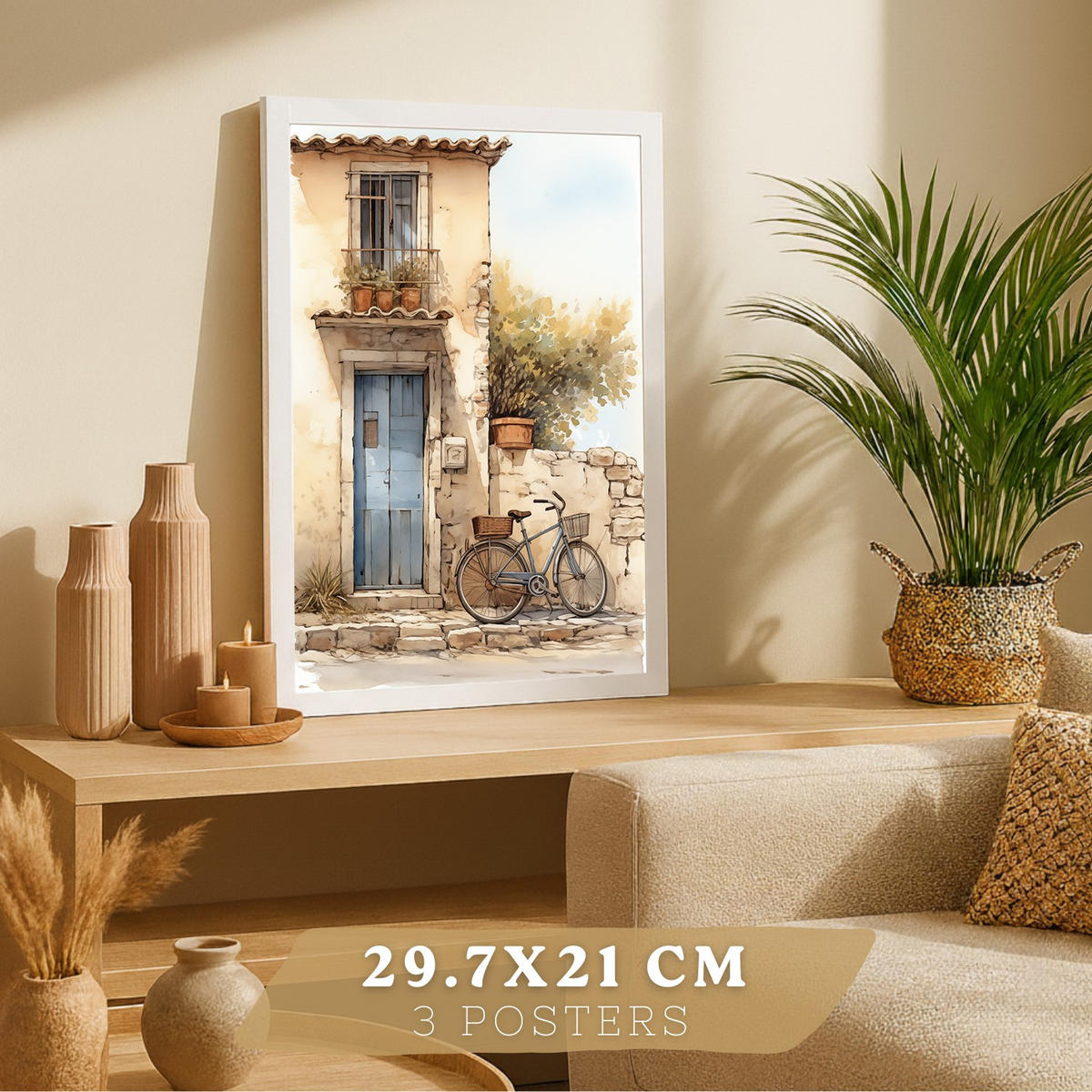 PLAKAT Sada 3 Okno A4 Bílý rám - bílá, papír (29.7/1/21cm) - Nacnic