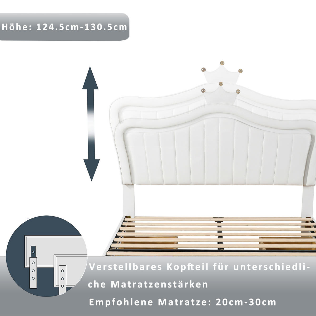 POLSTERBETT 140/200 cm Weiß aus PU-Leder mit Stauraumschubladen und LED - Weiß, Textil (140/200cm) - OKMYHOME