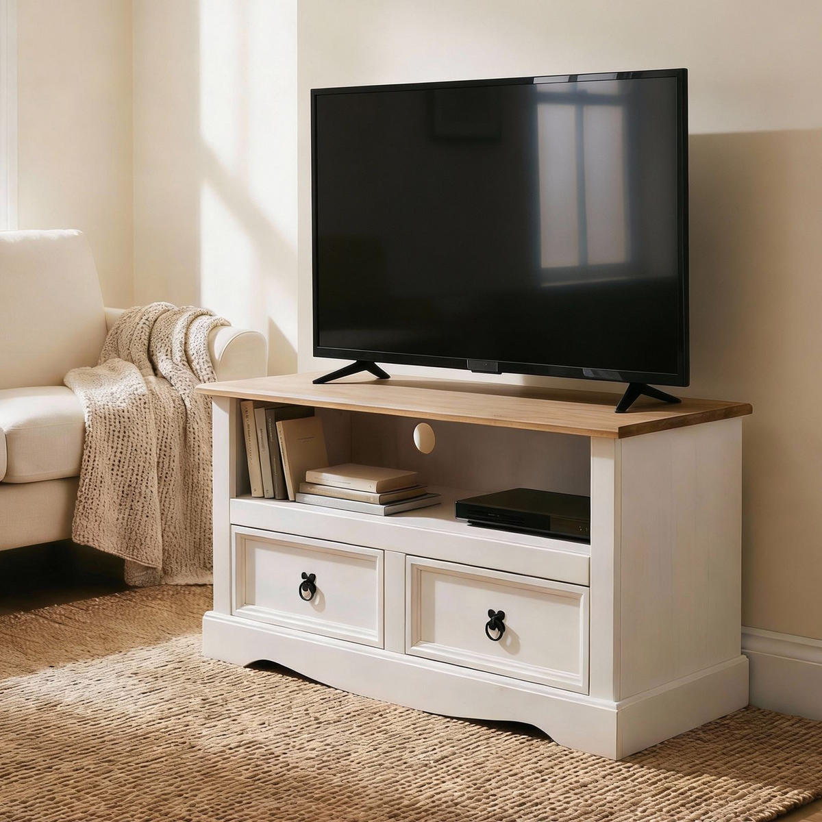 LOWBOARD CAMPO weiß/braun - Weiß/Braun, Holz (99/54/44cm) - CARO-Möbel